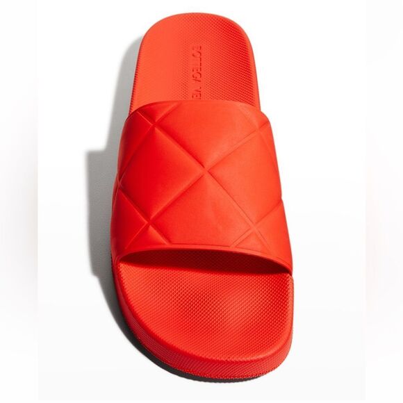 Bottega Veneta Men's Red/Orange Quilted Rubber Slide Sandals - Picture 10 of 16